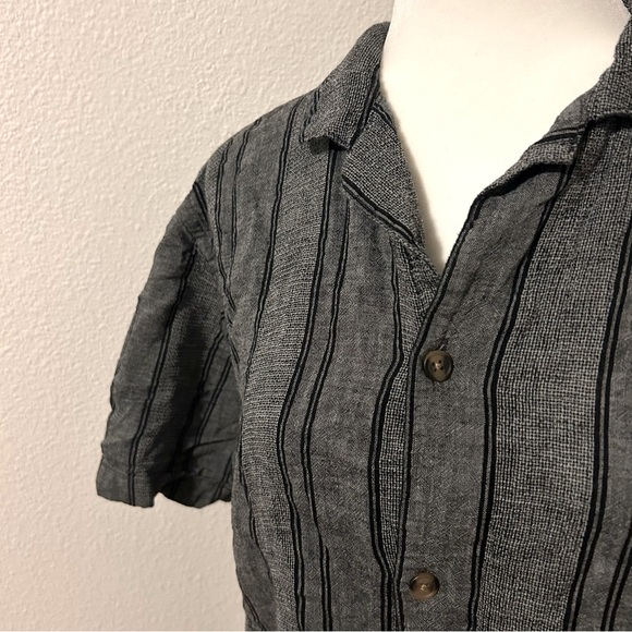 Set of 2 Men's Old Navy grey linen cotton short sleeve button‎ down shirt size L - Picture 4 of 11